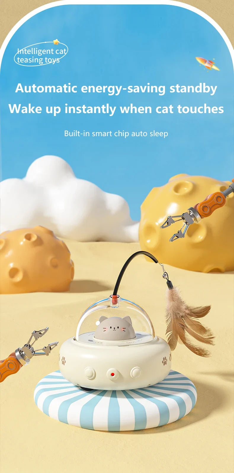 AstroCat UFO cat toy feature details
